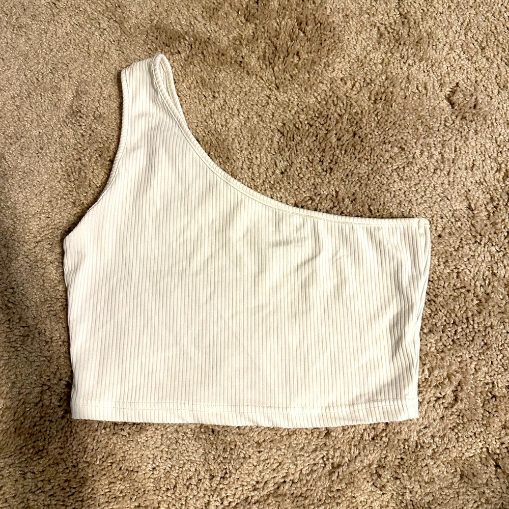 Shein one shoulder white crop top